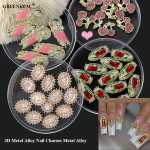 Breloques 3D pour ongles en alliage métallique Peinture DIY Gold Rose Gemstone Luxury Nail Decoration Virgin Mary Nail Charms - Product Image 1