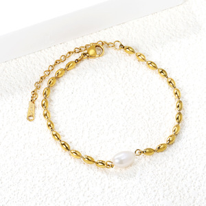 สร้อยข้อมือมุกผู้หญิง 18k ทองชุบสแตนเลสรูปหัวใจเครื่องประดับของขวัญเครื่องประดับแฟชั่น - Product Image 3