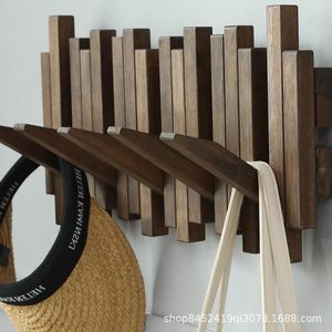 Solid Wood <b>Wall</b> Mounted Coat Rack With Multiple <b>Hooks</b> For Bedroom Entryway And Behind Door Storage - Product Image 3