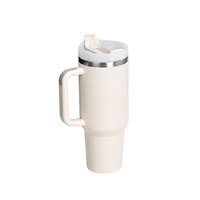 Gobelet isotherme en acier inoxydable de 40 oz avec poignée et couvercle à paille, tasse de voyage à double paroi isolée sous vide