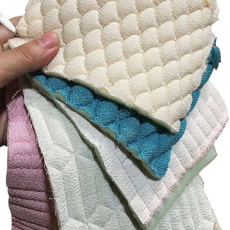 Different thickness sponge and stitch color quilted embroidery fabric material for car seat