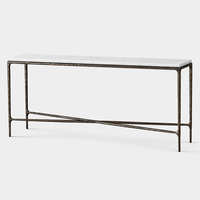 Table console élégante haut de gamme en marbre, avec base en laiton massif ou en acier inoxydable massif forgé à la main, pour villa et mobilier de maison