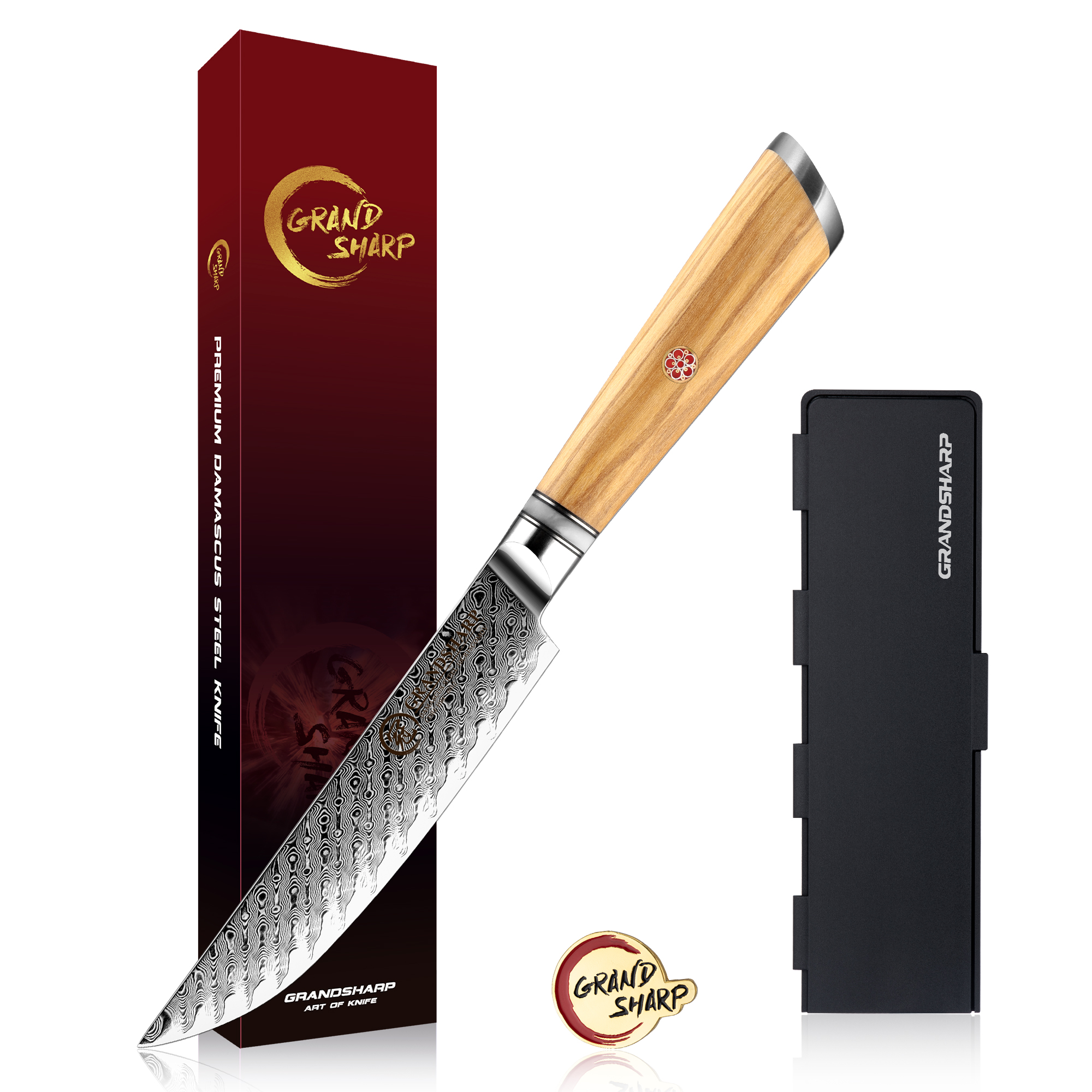 Couteau à steak en bois 5'' avec coffret cadeau