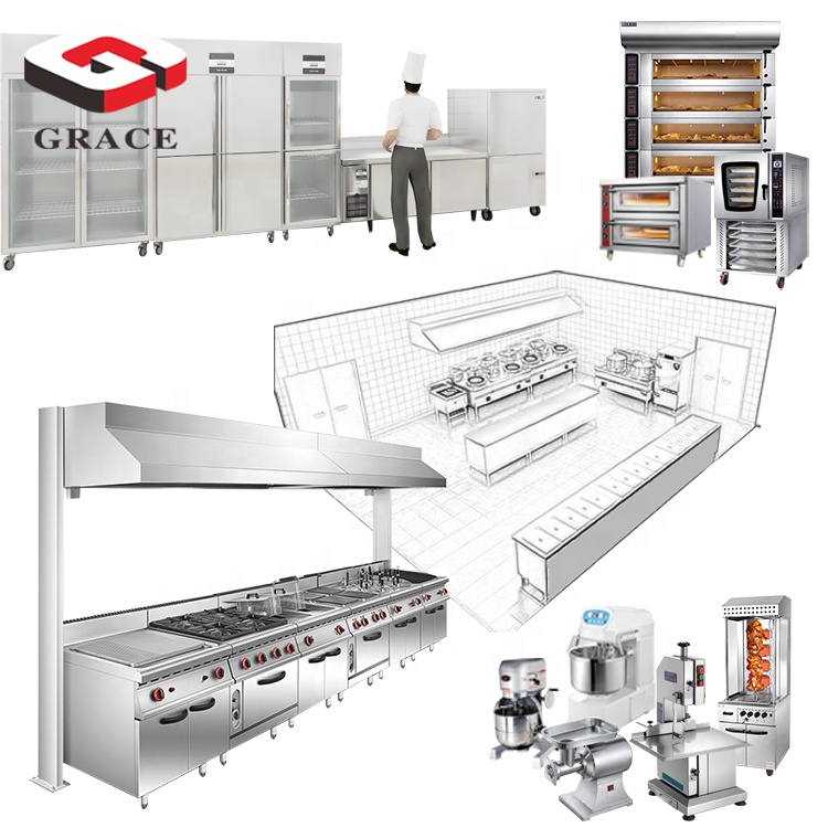 상업용 호텔 레스토랑 취사 제조 서양 주방 장비 목록 스테인레스 스틸 그레이스 1 세트 무료 3D/CAD 디자인