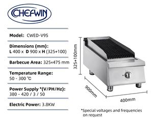 Barbecue électrique <span class=keywords><strong>professionnel</strong></span> Chefwin Hotel, <span class=keywords><strong>grill</strong></span> en <span class=keywords><strong>pierre</strong></span> <span class=keywords><strong>de</strong></span> <span class=keywords><strong>lave</strong></span> pour cuisine - Product Image 2
