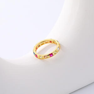 Bijoux de souhaits Bague d'éternité en pierre de cristal de zircon coloré de dernière conception Bague en argent 925 arc-en-ciel en zircone cubique - Product Image 3