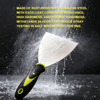 Lot de 4 spatules de peintre en acier inoxydable avec manche en plastique et caoutchouc, idéales pour racler, remplir et mélanger sur les plaques de plâtre