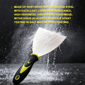 Lot de 4 spatules de <span class=keywords><strong>peintre</strong></span> en acier inoxydable avec manche en plastique et caoutchouc, idéales pour racler, remplir et mélanger sur les plaques de plâtre - Product Image 5