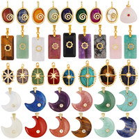 Pendentif semi-précieux en agate rouge naturelle anodisée en forme de soleil, de lune et d'étoile, collier tendance pour femmes, bijoux de charme, cadeau