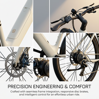 Vélo électrique léger et amortissant, stock européen, 250W, autonomie 100km, idéal pour les trajets urbains
