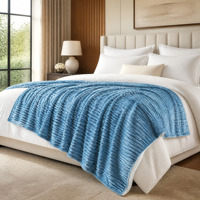 Couverture de luxe double couche en flanelle rayée et sherpa, super douce et chaude, pour canapé et lit, style nordique, hiver, peluche épaisse