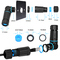 Connecteur RJ45 en forme de L, étanche IP68, 90 degrés, connecteur réseau Cat6, équipement d'écran LED pour scène extérieure