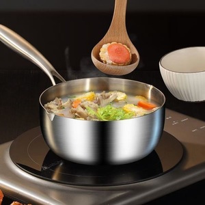 Stainless Steel Sauce Pan With Glass Lid Single Handle <b>Small</b> Milk Pot For Soup Noodle Boiling Kitchen Cooking Pot - Product Image 5