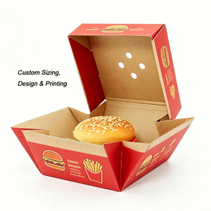 Boîte à hamburger personnalisée en carton ondulé imprimé pour la vente à emporter et <span class=keywords><strong>le</strong></span> stockage alimentaire - Product Image 6