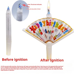 Q11 fábrica al por mayor ventilador <span class=keywords><strong>de</strong></span> papel patrón sorpresa Banner vela creativa fiesta cumpleaños pastel decoración vela - Product Image 3