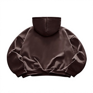 Sweat-shirt à capuche pour homme, hiver, haute qualité, doublure polaire épaisse, 100% coton, coupe ample, épaules tombantes, couleur unie - Product Image 4