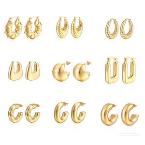 Boucles d'oreilles creuses en acier inoxydable plaqué or 18 carats exclusives pour femmes Trendy Luxury 18K Oval Drop Geometric Cross-Border <span class=keywords><strong>Design</strong></span> - Product Image 5