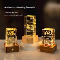 Cadeau d'anniversaire d'entreprise, 5e, 10e, 20e anniversaire, trophées en cristal sur mesure, gravure 3D, cadeaux commémoratifs sculptés sur bloc, WDY-0514