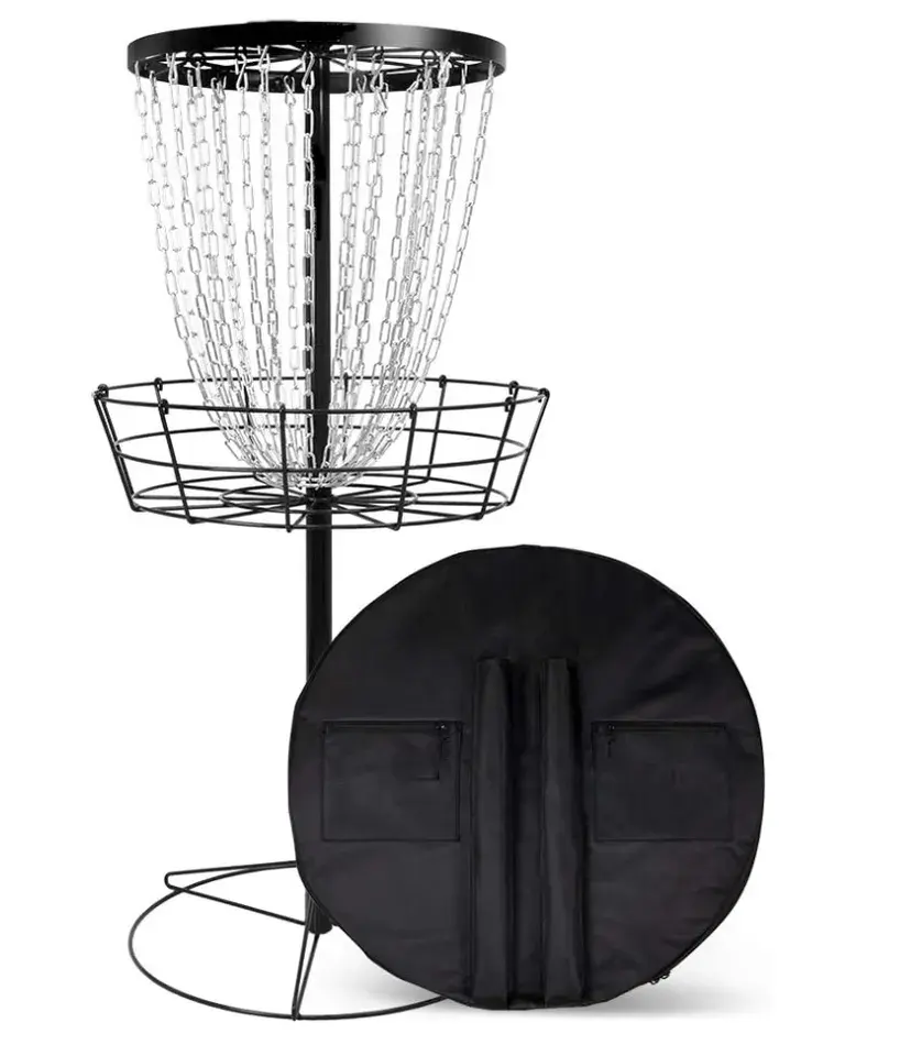 MVP Disc Golf Baskets Black Hole Sports Pro Custom 24 Chain Disc Golf Baskets Target with Disc Golf Bag