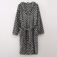 Peignoir unisexe rétro à carreaux vert, taille élastique, en tissu peigné de luxe à poils longs, thermique, longueur genou, saison printemps