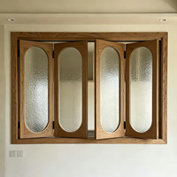 Fenêtre pliante gauche-droite en bois massif Tudaju, verre trempé; Fenêtre coulissante rétro à tête ronde pour bureau intérieur