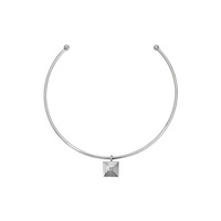 Kalung Logam Klasik Fashion dari Kuningan dengan Liontin Multi Warna Emas Perak, Elemen Persegi Oliva yang Modis, Kalung Elegan untuk Wanita