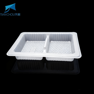 Thân Thiện Với Môi Hình Chữ Nhật 2 Ngăn PP Khay Nhựa Dùng Một Lần Bao Bì Thực Phẩm Hộp Biscuit Khay Cookie Container Thực Phẩm Khay - Product Image 1