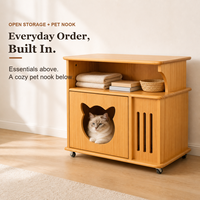 Meuble multifonctionnel 2-EN-1 en bois massif pour humains et animaux, design moderne et écologique, maison de protection dissimulée pour chat/chien