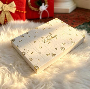 Caja de Calendario de Adviento Navideño Personalizada, 24 Puertas Desprendibles, Caja de Regalo con Papel Dorado para Cuenta Regresiva de Dulces - Product Image 3