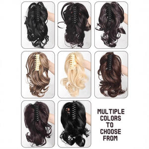 วิกผมแบบตาข่ายยืดหยุ่น ทรงหางม้า สีดำ 1B เส้นผมทนความร้อนสูง แฟชั่นผู้หญิง ผมฟู ลอนใหญ่ สไตล์สั้น - Product Image 2