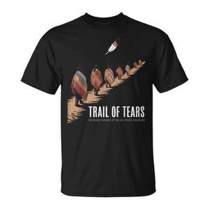 Camiseta Trail Of Tears con diseño de historia nativa americana, negra, unisex - Product Image 1