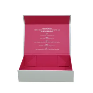 Kotak kemasan kertas putih keras berbentuk buku mewah kustom kotak hadiah magnetik untuk kemasan perawatan kulit