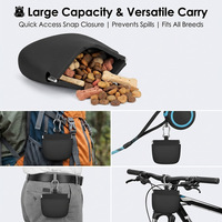 Sac à friandises portable en silicone personnalisé avec logo pour animaux de compagnie, idéal pour les voyages et l'entraînement, souple, pour chats et chiens, avec fermeture automatique