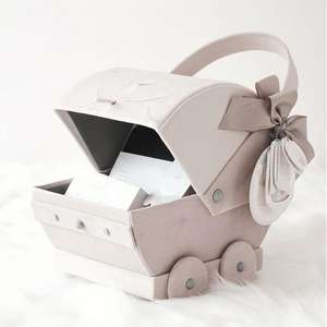 Neonate Baby pink Memory Cradle Box Custom vestiti per neonati neonati pettorina set confezione regalo scatola <span class=keywords><strong>neonato</strong></span> con manico a fiocco - Product Image 5