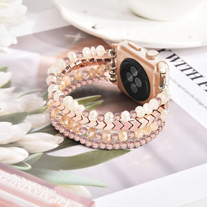 Bracelet de montre élastique perlé Upro Jewelry pour Apple Watch Series 10 9 8 Ultra 2 49 mm, bracelet de montre en cristal - Product Image 2