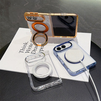 Coque de téléphone transparente anti-jaunissement avec cadre métallique pour iPhone Duo, best-seller, avec support magnétique à 360°