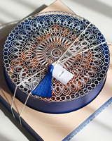 Boîte à dessert en cuir imprimé double couche, vide, de luxe, transparente en verre, pour emballage alimentaire, boîte à gâteaux de Ramadan, boîte à dattes pour anniversaire