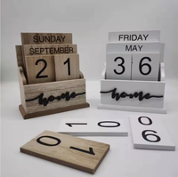 Boîte de calendrier de l'avent rectangulaire en bois de style Wabi-Sabi, cubes, support de calendrier perpétuel pour bureau ou mur, pour le Ramadan, en cadeau