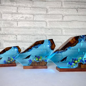 Lámpara de luz de madera de resina epoxi oceánica hecha a mano, lámpara de océano acuático multicolor, <span class=keywords><strong>buzo</strong></span> de mar profundo, cueva, entusiastas del buceo, decoración de escritorio - Product Image 6