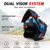 Casque de moto intégral homologué AWN DOT avec lumières LED, double visière, modulaire, rabattable, pour motocross, adulte, unisexe