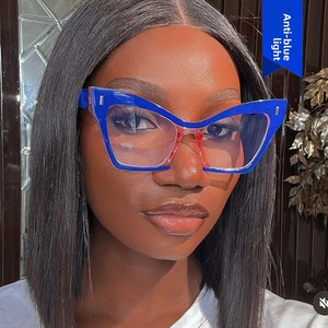Lunettes anti-lumière bleue pour femme, monture complète œil de chat, style papillon, pour visage carré, motif géométrique, clous de riz, <span class=keywords><strong>Cyber</strong></span> - Product Image 1