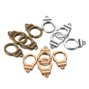 Mini breloques menottes en métal, bronze antique, or KC, argent, alliage de zinc, pendentif porte-clés, accessoires pour la fabrication de bijoux, cadeau unisexe - Product Image 2