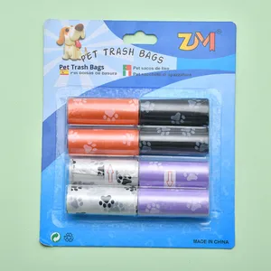 Lot de 8 sacs en plastique pour déjections animales, design extérieur écologique imprimé, sacs de ramassage de crottes de chat et de chien, sous blister, vente en gros - Product Image 6