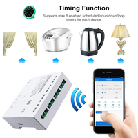 Interrupteur intelligent 4 canaux RF 85-250V 220V AC WIFI avec télécommande 433 MHz, relais 10A, auto-bloquant, interverrouillage et fonction de marche/arrêt séquentiel