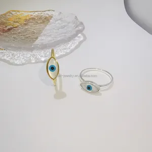 New Arrival AU585 14K Gold Jewelry Shells Evil Finger Eye Rings For Women