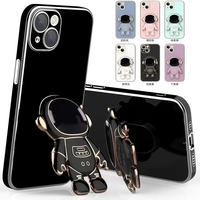 Astronot tutucu standı kapak iPhone 14 13Pro Max 11 12 X darbeye dayanıklı 6D kaplama telefon kılıfı