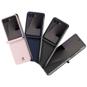 เหมาะสำหรับเคสโทรศัพท์หน้าจอพับได้ Zflip 8 แฟชั่นสำหรับผู้ชายและผู้หญิง ป้องกันได้รอบด้าน ทำจากหนัง พร้อมฝาพับในตัว - Product Image 6