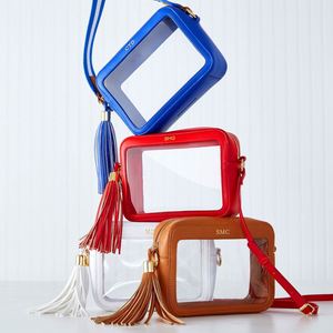 Custom <b>Game</b> Day Clear Vinyl Crossbody Bag Women Tassel Gold Hardware Zipper Waterproof Spring Summer Sport Compatible Messenger - Product Image 1