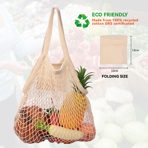 Eco Friendly Portable Reusable Vegetable and Fruit <strong>String</strong> <strong>Bag</strong> Recycled Cotton Mesh Folding Shopping Tote <strong>Bag</strong> - Product Image 2