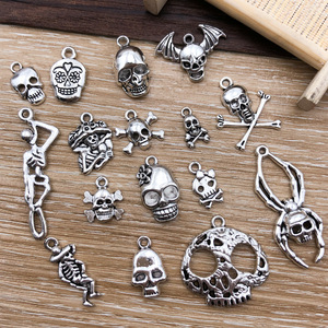 Antique Silver Alloy Halloween Skull Jewelry Charms Mixed Shapes DIY Pendant Materials Artistic Retro Style - Product Image 4